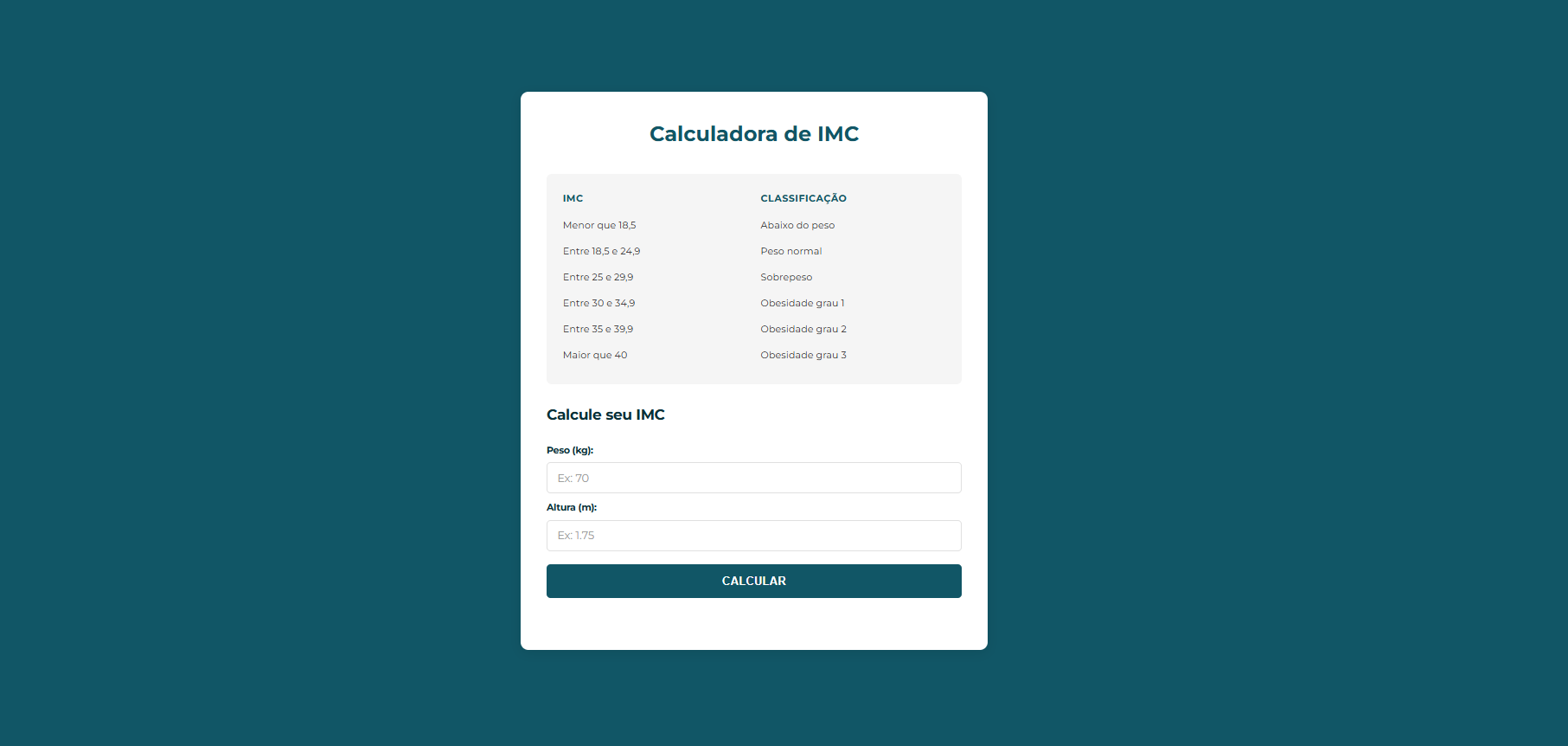Imagem de pré-visualização do BMI Calculator