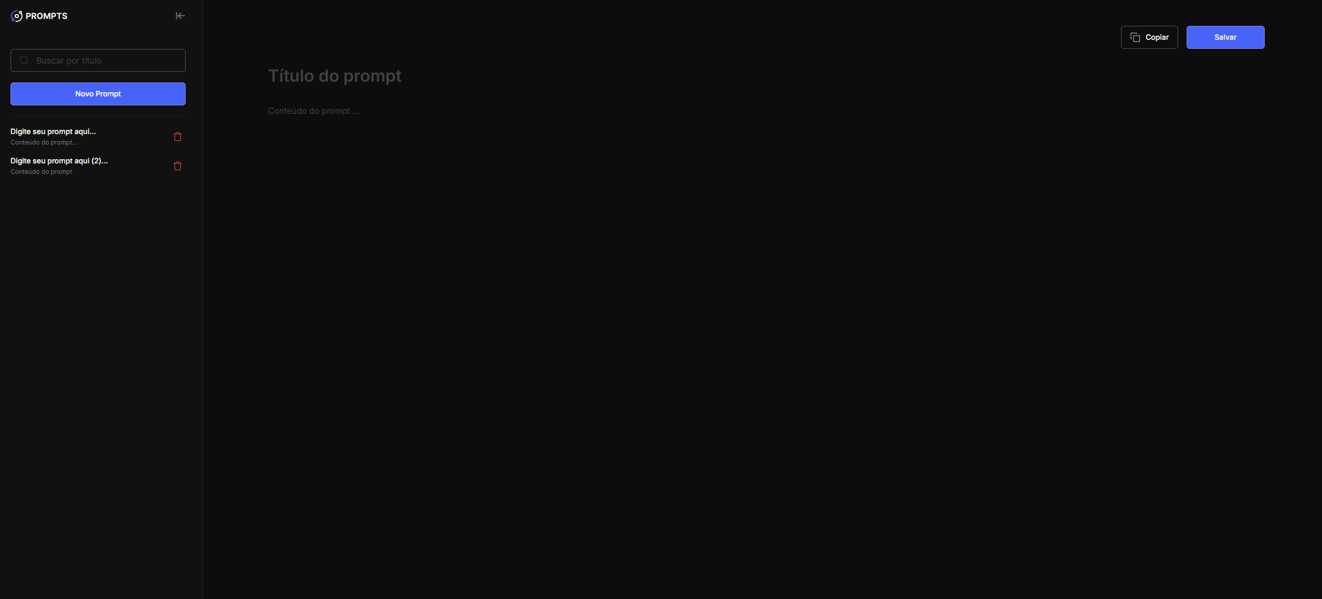 Imagem de pré-visualização do Prompt Manager