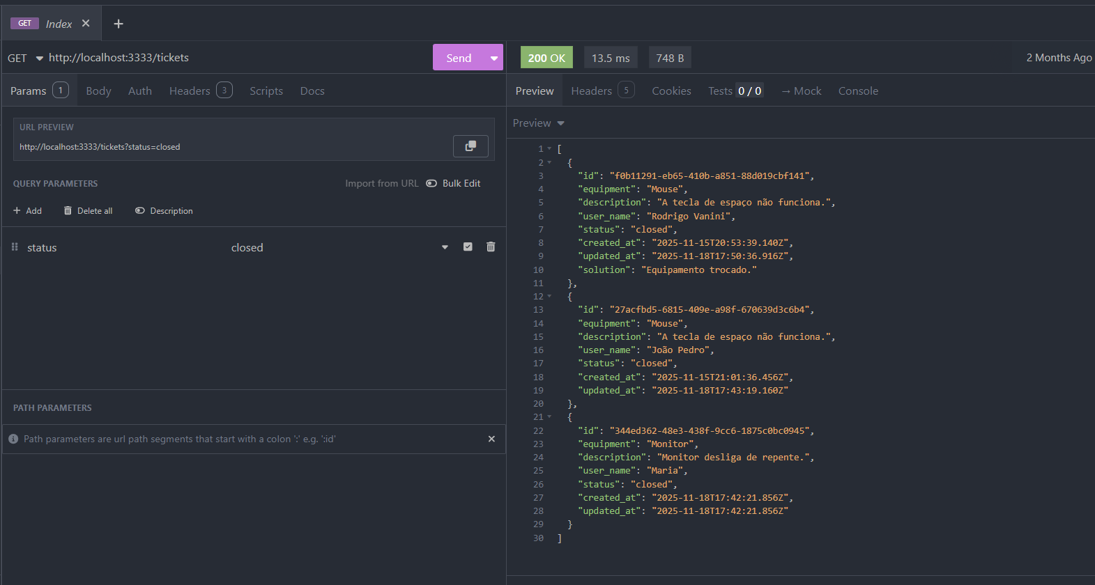 Imagem de pré-visualização da API de Tickets de Suporte